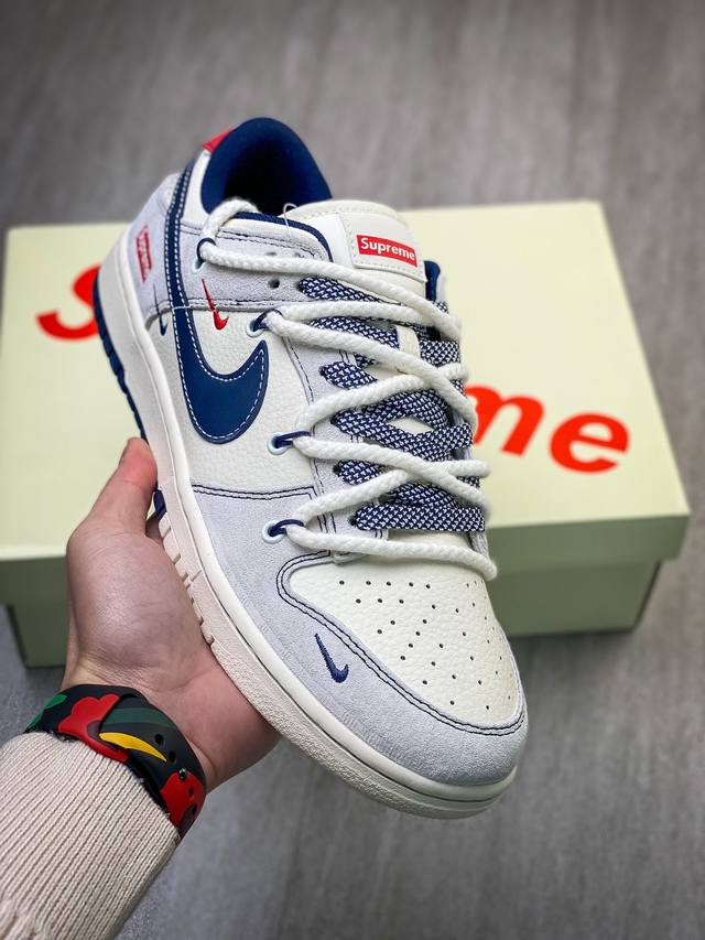 ￥330 纯原级Nk Sb Dunk Low Sup联名 绑带猪八蓝勾 周年高端定制 低帮休闲板鞋 #定制鞋盒 大厂纯原品质出货 超高清洁度 皮料切割干净无任何