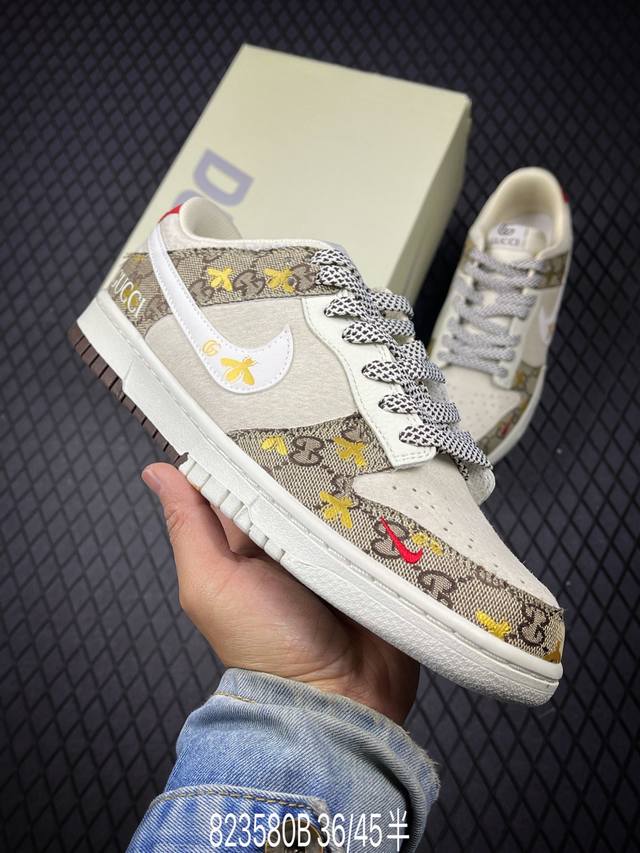 360 B支持放店 Nk Sb Dunk Low 古驰联名 小蜜蜂白勾 周年高端定制 低帮休闲板鞋 Dj2024-130 #定制鞋盒 大厂纯原品质出货 超高清洁