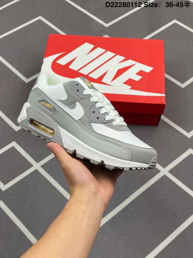 200 耐克Nike Air Max 90 经典复古小气垫缓震跑鞋 鞋面由皮和革织物打造，犀利的条线打造出酷劲十的足视觉效果 网布鞋增面强透气性，穿着为极舒适