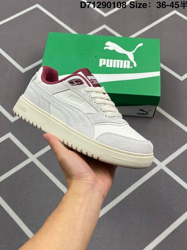 200 【新品】彪马（Puma）男女士Doublecourt 运动休闲鞋皮革 中性 防滑 低帮 板鞋 男女同款 2025新款时尚经典避震缓冲百搭板鞋#秋日鞋柜大