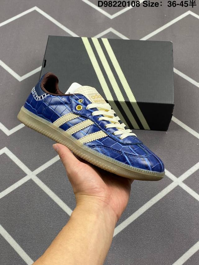 160 Wales Bonner X Adidas Originals Samba “Wonderwhite Night Brown‘ 舒适百搭 防滑耐磨 低帮