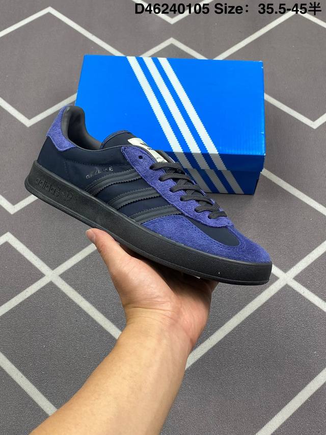 170 Adidas Gazelle Indoor Trainers"Night Indigo"羚羊内训系列低帮复古德训风百搭休闲运动板鞋“联名靛蓝黑蓝莓生胶