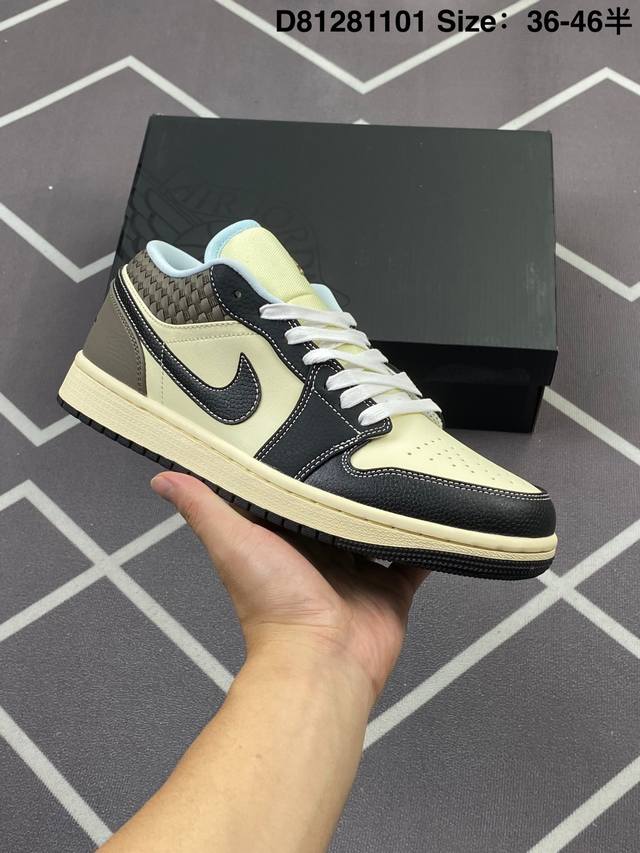 200 Air Jordan 1 Low "Coconut Milk Black" Aj1 乔1海岛风情 低帮文化篮球鞋 #整体鞋面以椰奶白为主，黑色 Swoo