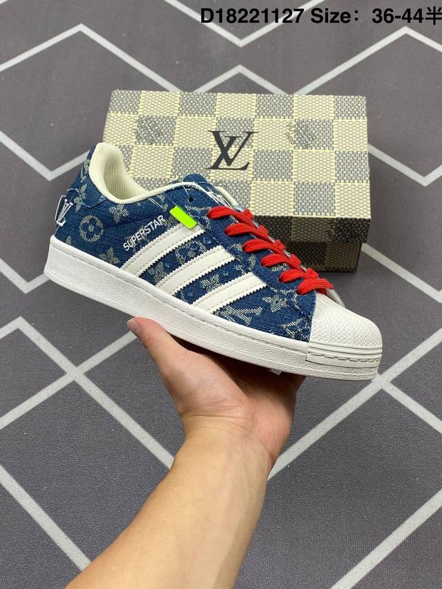 160 Adidas Originals Superstar Lv联名款 贝壳头 潮流复古 时尚 舒适透气 耐磨 休闲板鞋 货号:Ig1968 编码：D1822