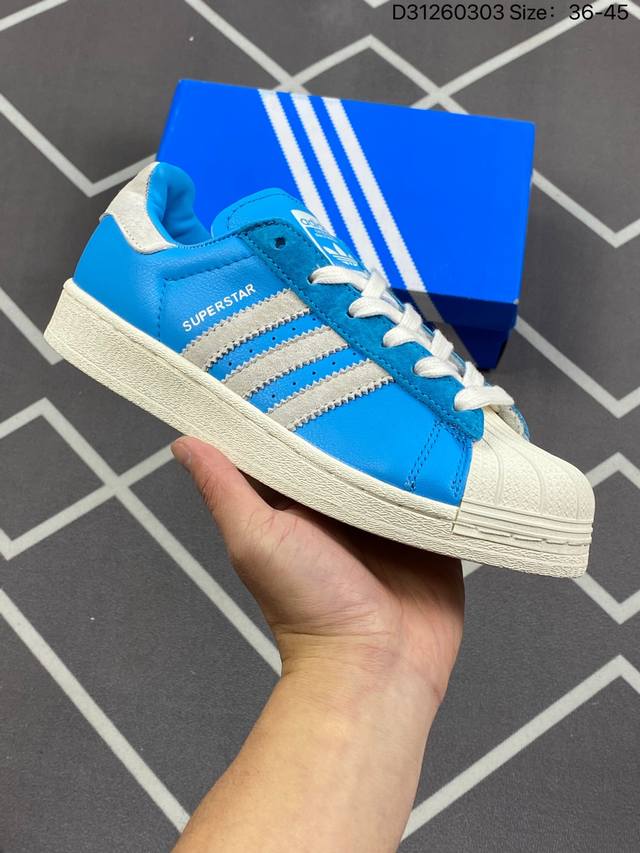 180 真标阿迪达斯 三叶草 Adidas Superstar Pro Model 真标头层皮 贝壳头经典高帮板鞋 Fv5723 D31260303 Size: