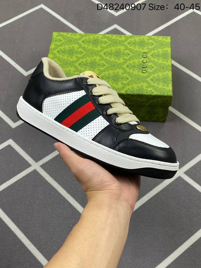 170 古驰 Gucci Distressed Screener Sneaker 古驰小脏鞋系列 官方同步 经典原型复古百搭做旧小脏板鞋复古学院风 怀旧版！ 编