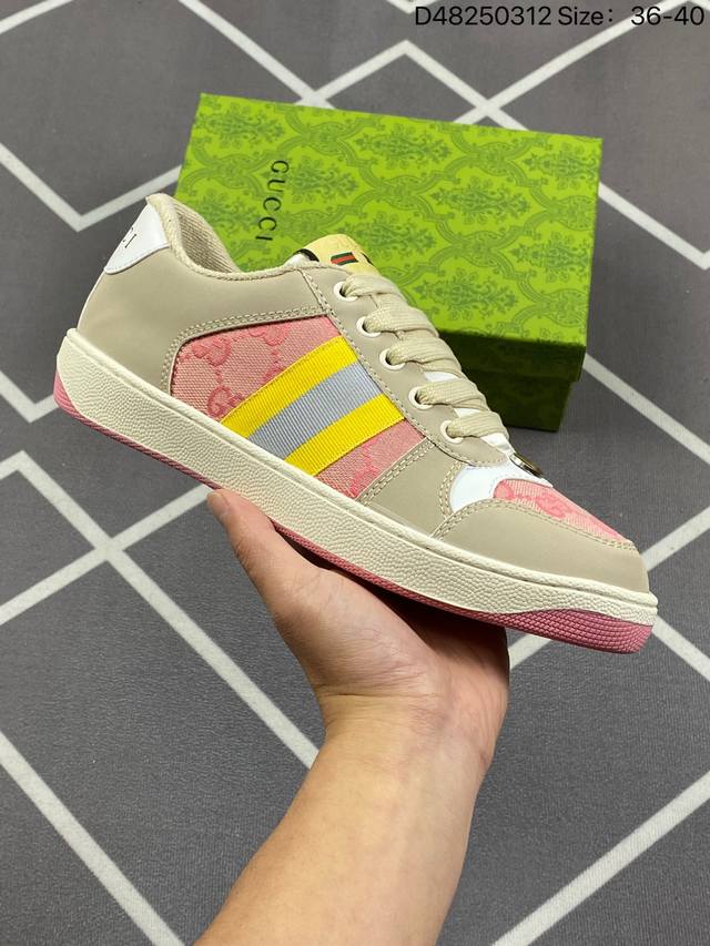 180 Gucci Distressed Screener Sneaker 古驰小脏鞋系列 绿盒版本 经典原型复古百搭做旧小脏板鞋复古学院风 怀旧版 Id: D - 点击图像关闭