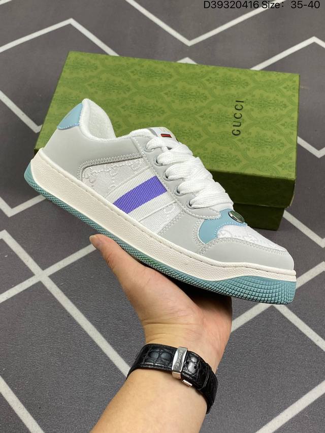 220 古驰Gucci古驰 Ace Embroidered Low-Top拼色刺绣系列低帮潮流百搭休闲板鞋“白绿红刺绣小蜜蜂” Id：D39320416 Siz