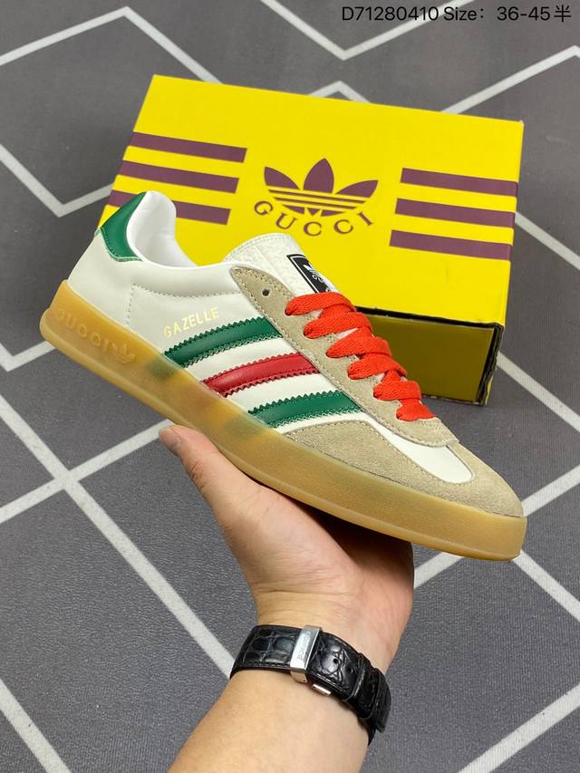 200 意大利奢侈品牌-古驰Gucci X 德国运动品牌阿迪达斯Adidas Originals Gazelle"Esquisite Gucci"羚羊系列低帮复