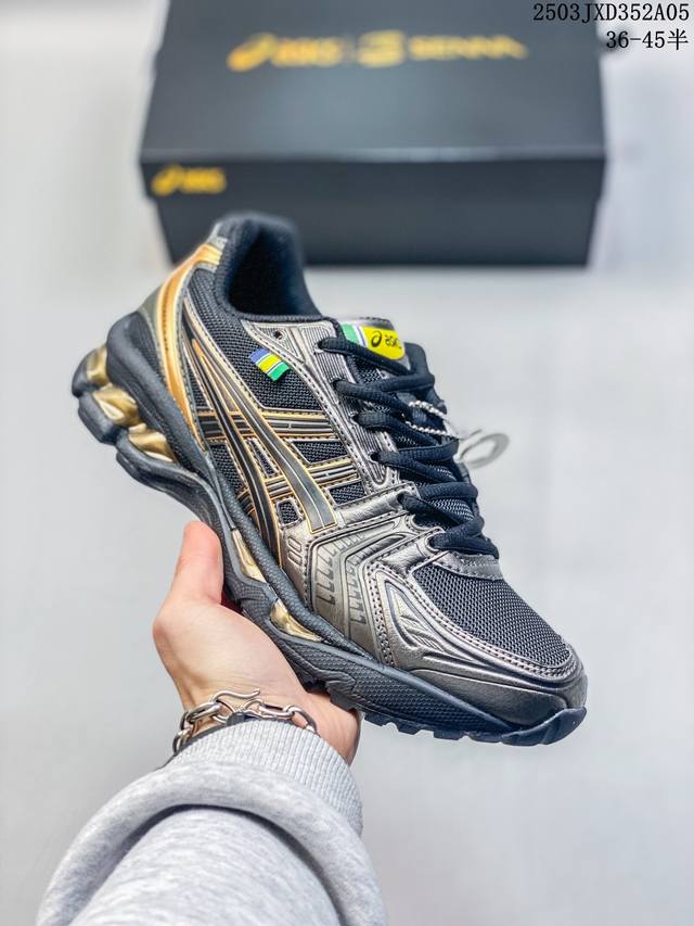 180 Asics Gel-Kayano 14 日常舒适 皮革网布减震耐磨 低帮 休闲跑步鞋 女款 白棕 尺码：见图 编码：03Jxd352A04