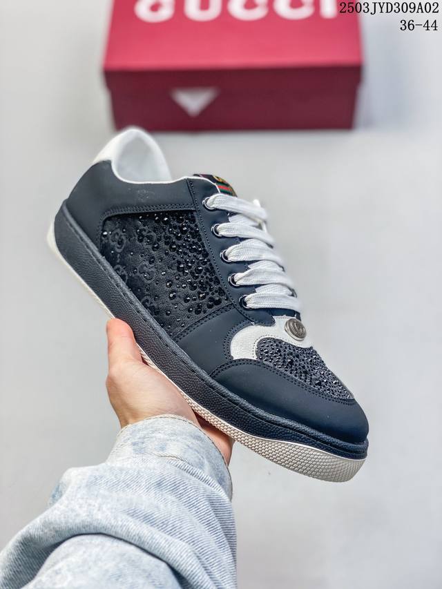 200 古驰 Gucci Distressed Screener Sneaker 古驰小脏鞋系列 官方同步 经典原型复古百搭做旧小脏板鞋复古学院风 怀旧版 货号