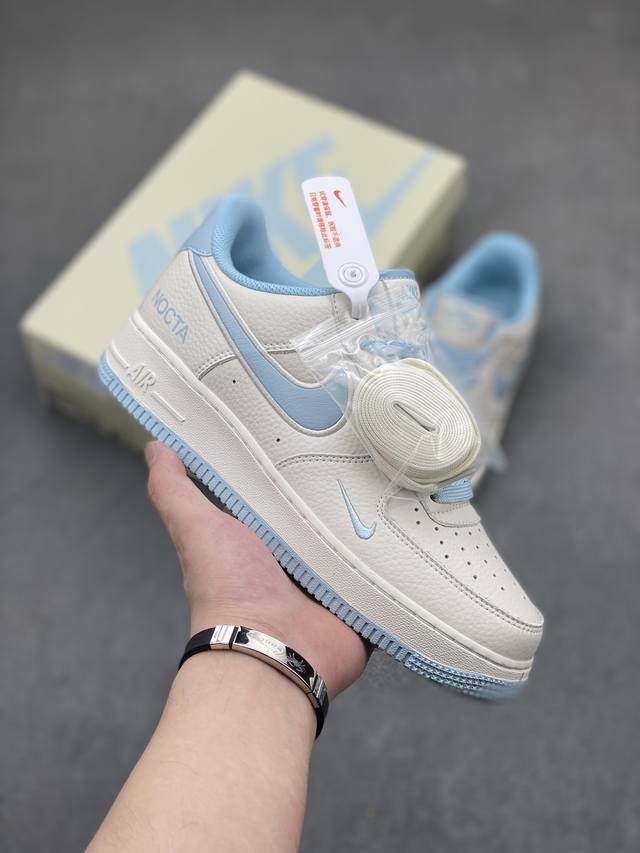 本地自取290 海外限量发售 公司级 Nocta×Nike Air Force 1 Low米冰蓝联名经典空军一号低帮休闲板鞋 原楦头原纸板 纯正空军版型 内置全 - 点击图像关闭