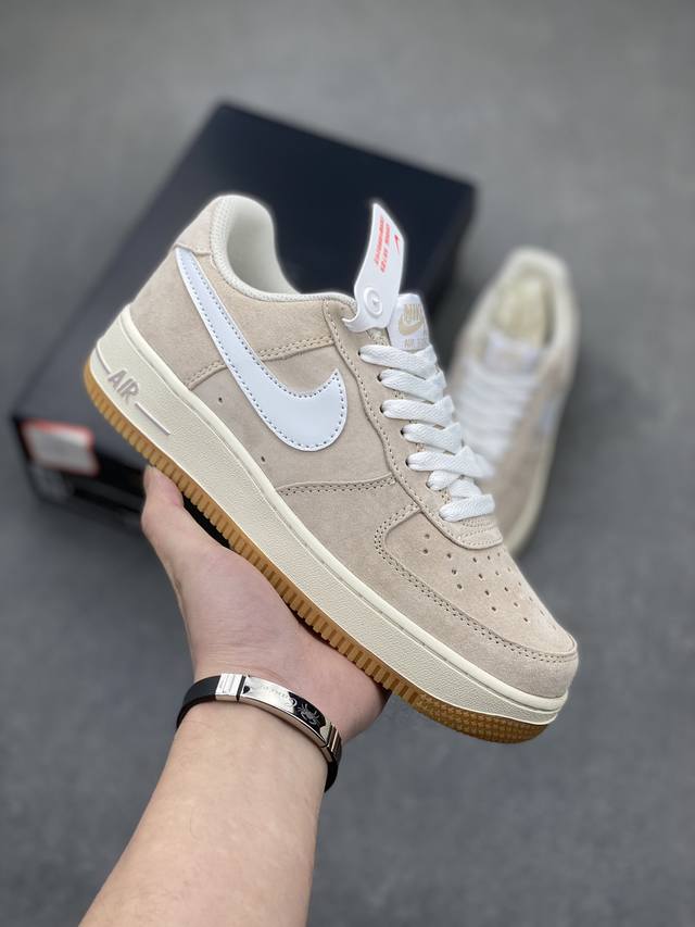 工厂套现 福利特价110 原本地260版本 海外限量发售 公司级 Nike Air Force 1 Low 白棕麂皮生胶低帮空军一号休闲板鞋 定制皮料 原楦原纸