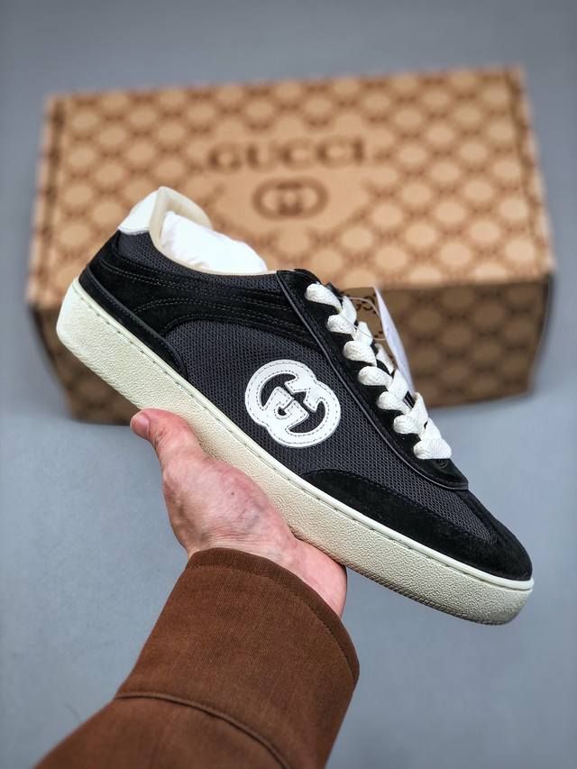 390 Gucci Interlocking G Suede Sneaker G74系列低帮复古百搭休闲运动板鞋 升级官方最新全套专柜代购2024酒红色配件及包