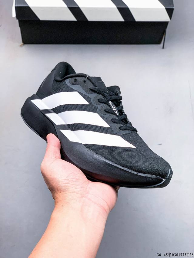 200 Adidas Adizero Evo Sl M马拉松飞线贾卡轻质透气休闲运动跑步鞋 采用双层透气网纱 Flywire动态飞线绑缚鞋面材质 内置Zoom小