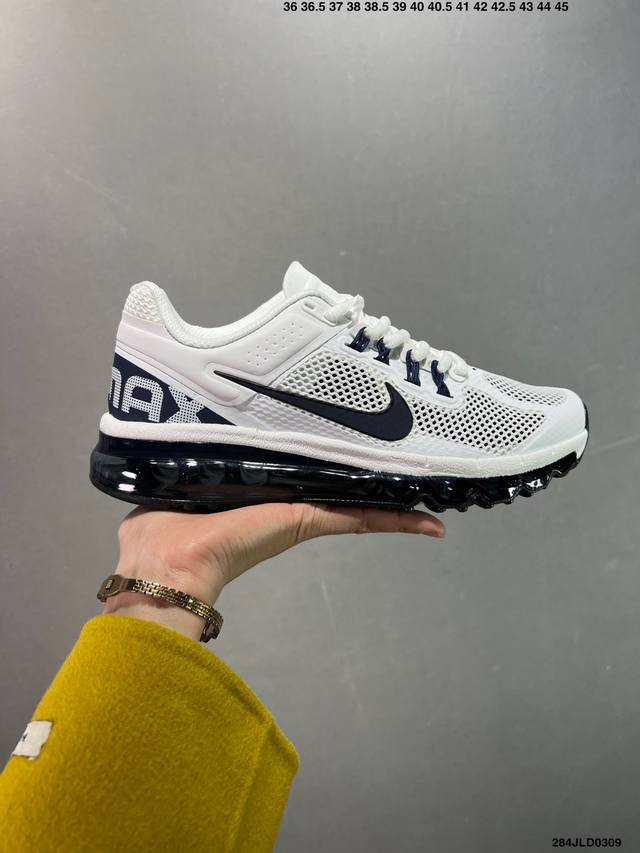 230 公司级Nk Air Max 2013 经典舒适时尚耐磨透气低帮气垫跑步鞋 Hf3660-100 携时尚设计闪亮回归 出众有型 采用网眼布细节和运动风无缝