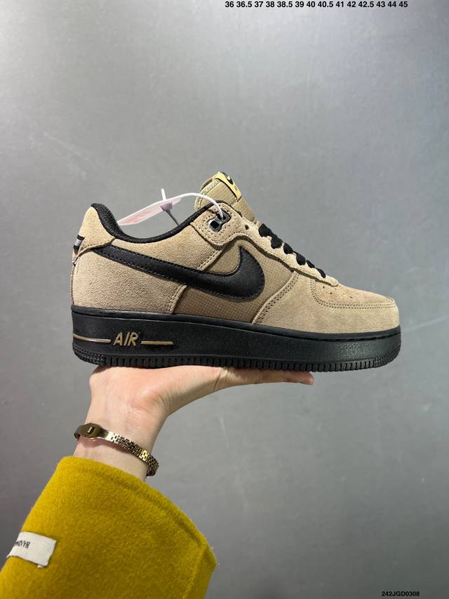 160 Nike Air Force 1 Low 米黑 原楦头原纸板 打造纯正空军版型 专注外贸渠道 全掌内置蜂窝气垫 原盒配件 原厂中底钢印、拉帮完美 官方