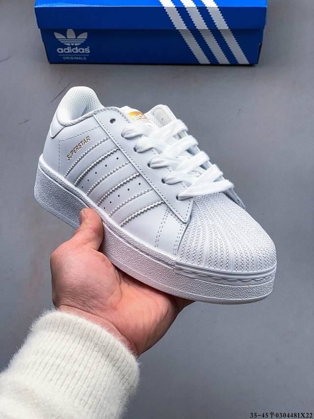 160 公司级！阿迪达斯Adidas Superstar Xlg 贝壳头厚底增高百搭休闲运动板鞋 原楦原纸版数据开发 采用头层皮革材质打造 正确鞋垫 正确底模及 - 点击图像关闭