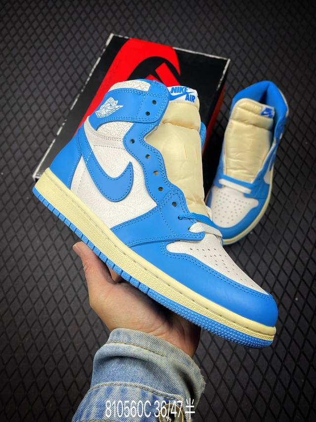 340 C支持放店 Air Jordan 1 High Og “Unc Reimagined”芝加哥同款做旧 北卡蓝 货号：Dz5485-402 码数：36-4