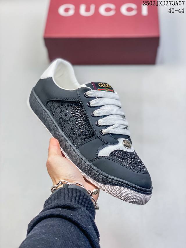 180 真标Gucci古驰 Distressed Screener Sneaker 古驰小脏鞋系列 绿盒版本 经典原型复古百搭做旧小脏板鞋复古学院风 怀旧版！