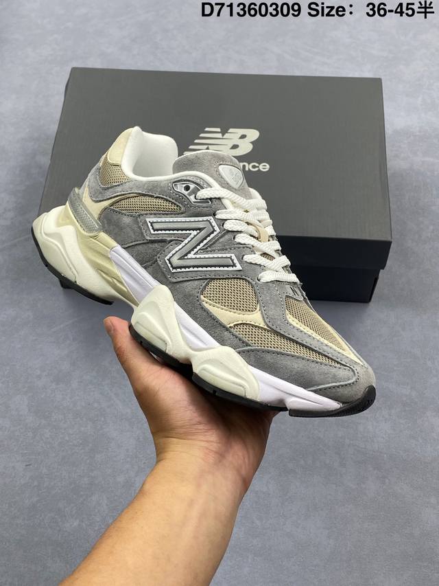 250 公司级 New Balance Nb 9060 舒适百搭防滑耐磨 低帮 休闲跑步鞋 男女同款 黑灰白 宽版 货号: U9060Zgf 尺码:36-45半