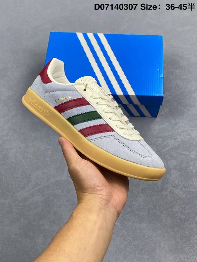 100 特价福利阿迪达斯Adidas Gazelle Indoor Trainers 羚羊内训系列低帮复古德训风百搭休闲运动板鞋“翻毛翻毛罗兰紫焦糖底” 尺码：