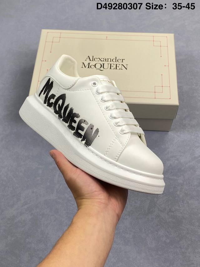 200 Alexander Mcqueen 麦坤 Alexander Mcqueen/亚历山大麦昆 松糕鞋厚底增高小白鞋 进口丝绸亚光原版正品 水染羊皮内里 牛