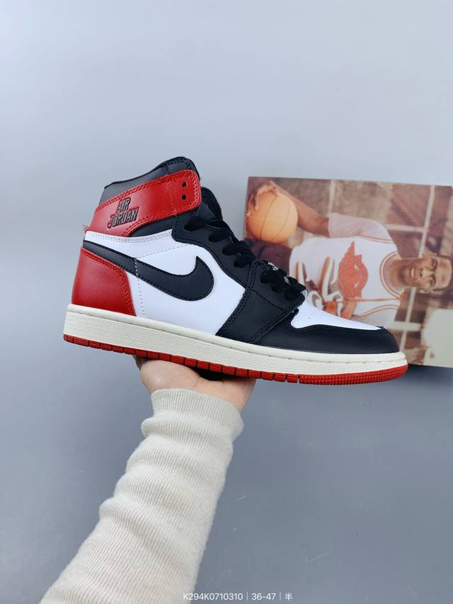 ：160 耐克Nike Air Jordan 1 Retro High Og”Black/White“Aj1代迈克尔·乔丹高帮经典复古百搭休闲文化运动篮球鞋 S