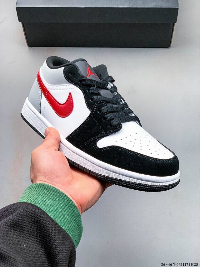 集图 200 公司级头层！耐克Nike Air Jordan 1 Low Aj1 乔1 低帮潮流运动休闲板鞋。Aj1 低帮拼接 完美版型真头层牛皮# 内置缓震气