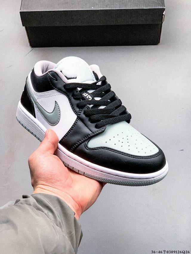 180 公司级头层！耐克Nike Air Jordan 1 Low Aj1乔1 低帮潮流缓运动休闲板鞋。Aj1 低帮拼接 完美版型真头层牛皮# 内置缓震气垫 原