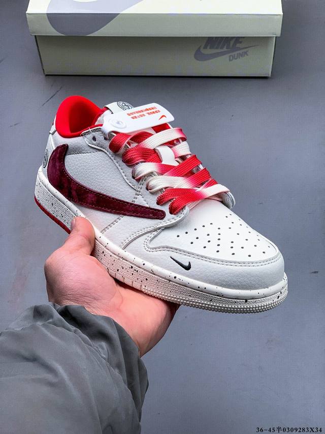 集图 230 公司级头层！耐克Nike Air Jordan 1 Low Aj1乔1 倒勾低帮潮流缓运动休闲板鞋。Aj1 低帮拼接 完美版型真头层牛皮# 内置缓