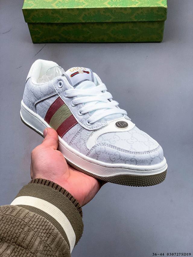 140 Gucci Distressed Screener Sneaker 古驰小脏鞋系列 经典原型复古百搭做旧小脏板鞋 0307275D19