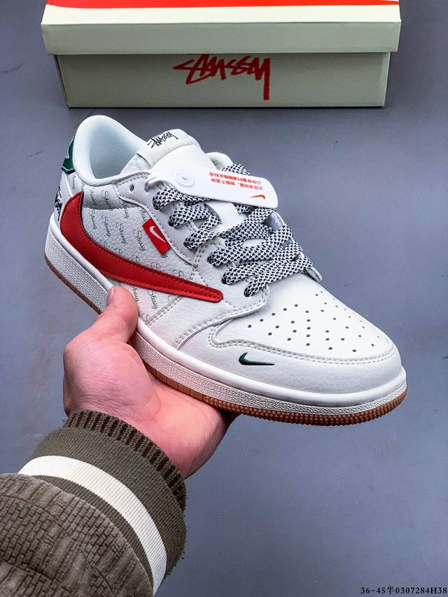 260 公司级头层！耐克Nike Air Jordan 1 Low Aj1乔1 倒勾低帮潮流缓运动休闲板鞋。Aj1 低帮拼接 完美版型真头层牛皮# 内置缓震气垫