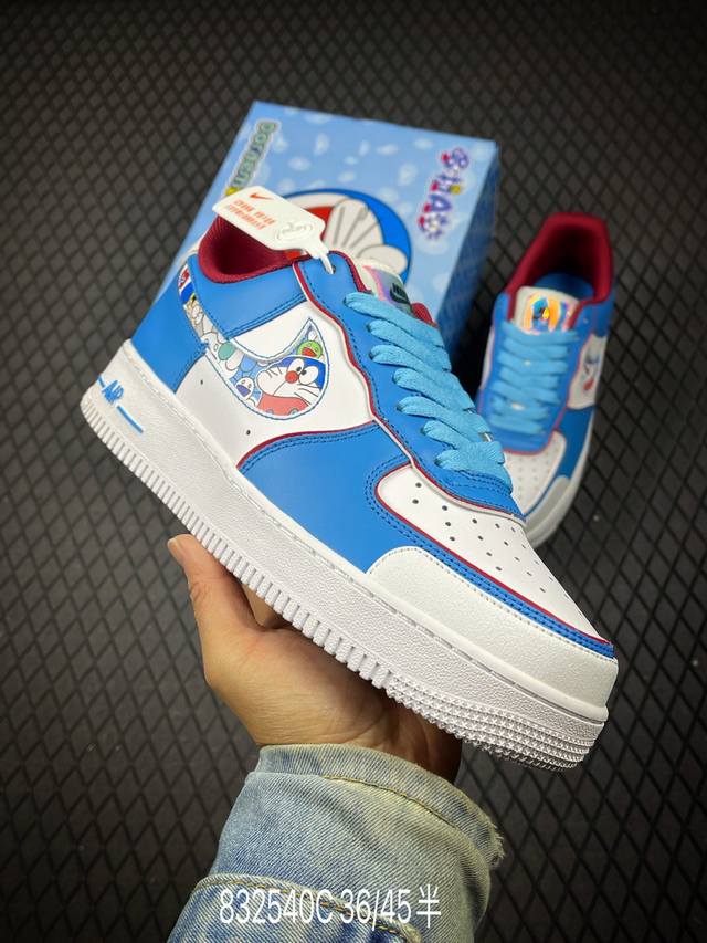 310 C支持放店 Nk Air Force 1'07“Doraemon”机器猫主题空军一号低帮休闲板鞋 Bq8988-106 尺码：36 36.5 37.5