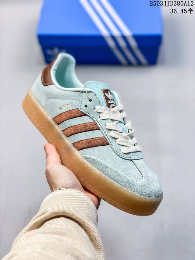 140 Adidas Originals Sambae 经典休闲 防滑 低帮 板鞋 女款 浅绿色 尺码：见图 编码：03Jjd380A13