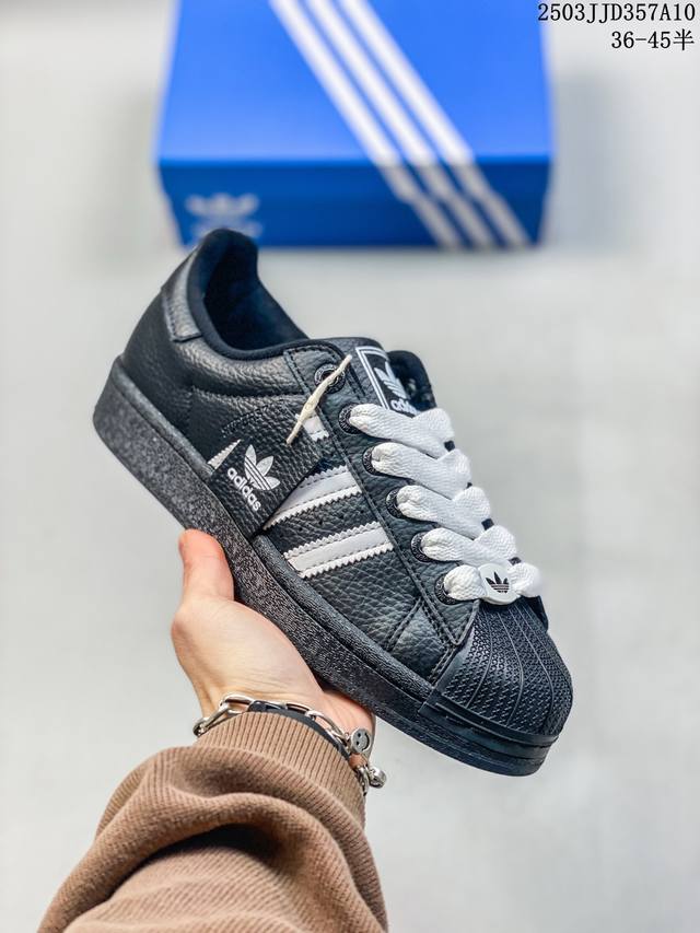 140 公司级阿迪达斯Adidas三叶草 Originals Superstar贝壳头系列低帮经典百搭休闲运动板鞋 货号:Ji0124 尺码:35.5 36 3