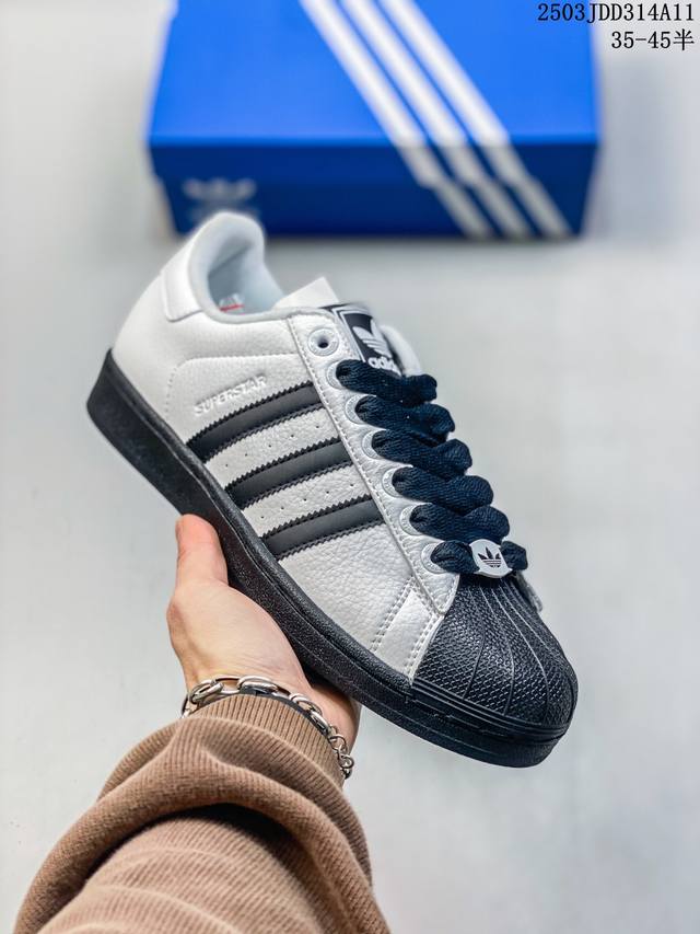 130 公司级阿迪达斯Adidas三叶草 Originals Superstar贝壳头系列低帮经典百搭休闲运动板鞋 货号:Ji0124 尺码:35.5 36 3