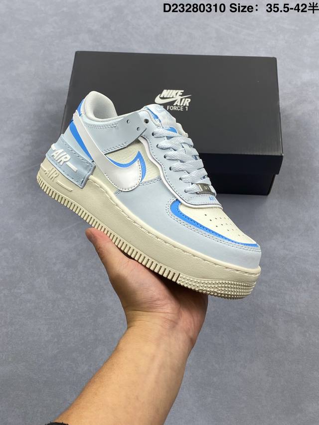 200 公司级耐克Nike Wmns Air Force 1 Shadow全新少女系解构主义设计 马卡龙空军一号轻量增高低帮百搭板鞋 为经典设计注入玩味元素 分