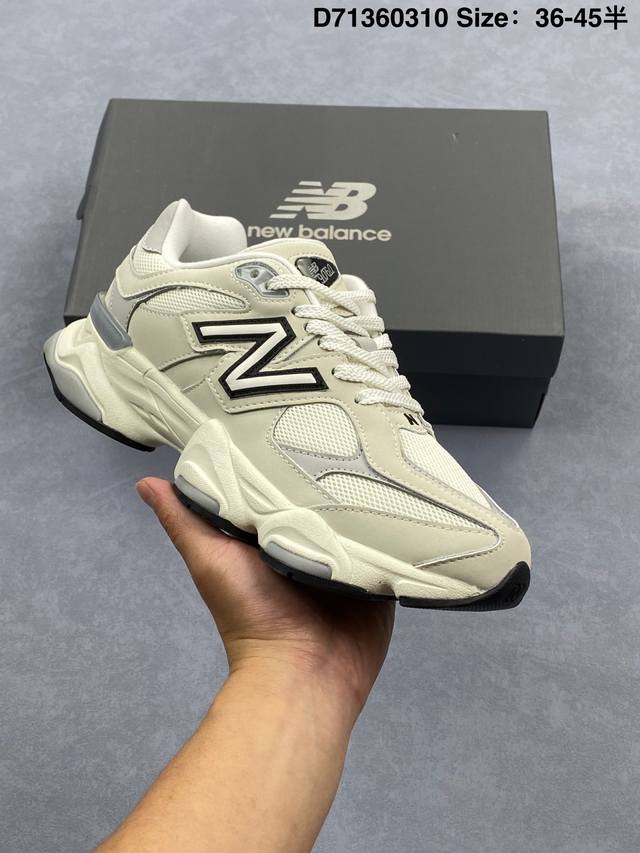 250 公司级 New Balance Nb 9060 舒适百搭防滑耐磨 低帮 休闲跑步鞋 男女同款 黑灰白 宽版 货号: U9060Zgf 尺码:36-45半