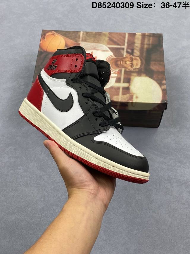 170 Jordan Air Jordan 1 High Og 黑脚趾 消失的飞翼“Black Toe Reimagined” 圆头舒适 减震防滑 高帮 复古篮