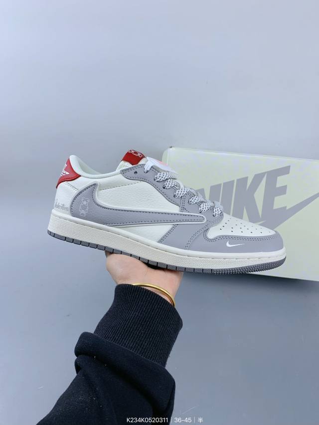 ：260 Travis Scott X Fragment Design X Jordan Air Jordan 1 Low Og Sp——“暴力熊联名——白灰红