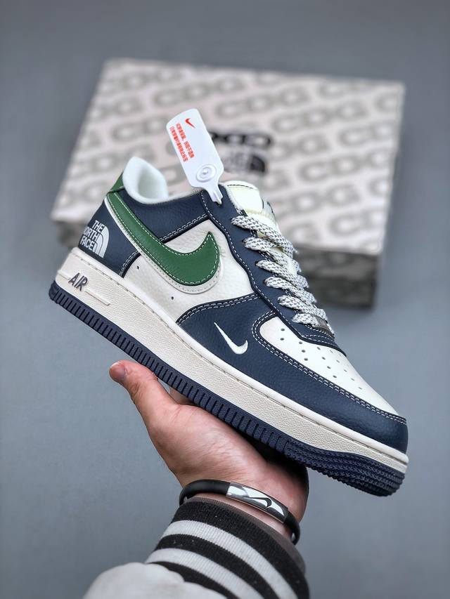 250 Nike Air Force 1 ‘07 Low “北面联名—蓝白绿勾”空军一号 低帮 运动鞋 休闲鞋 折边针车 工艺难度大 原楦头原纸板 原装鞋盒 定