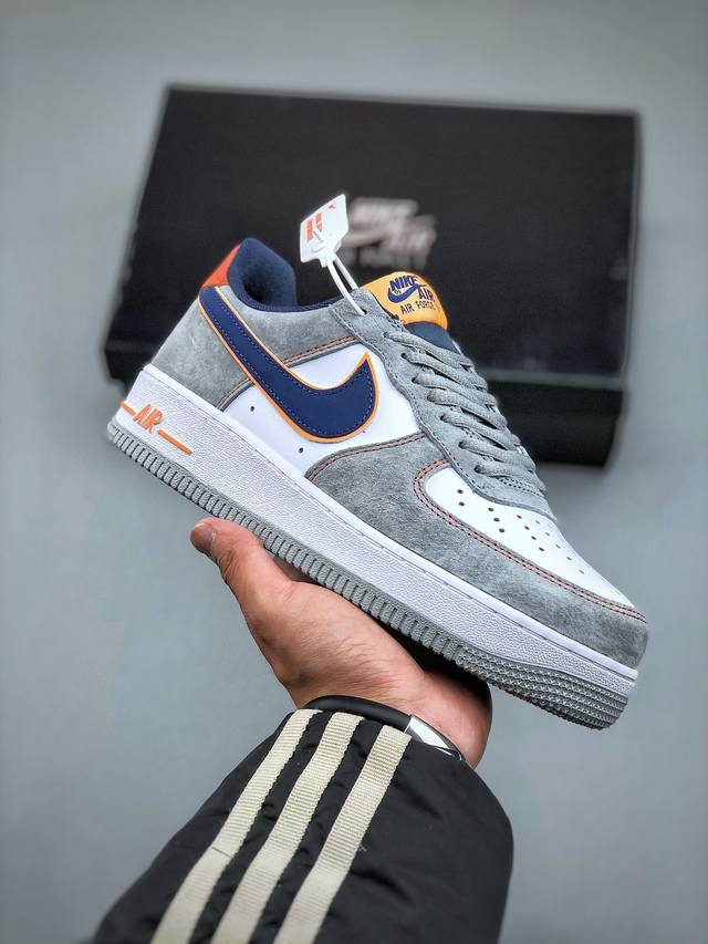 Nike Air Force 1 Low 07 白灰蓝原楦头原纸板 打造纯正低帮空军版型专注外贸渠道 全掌内置蜂窝气垫 原盒配件 原厂中底钢印 拉帮完美 官方货