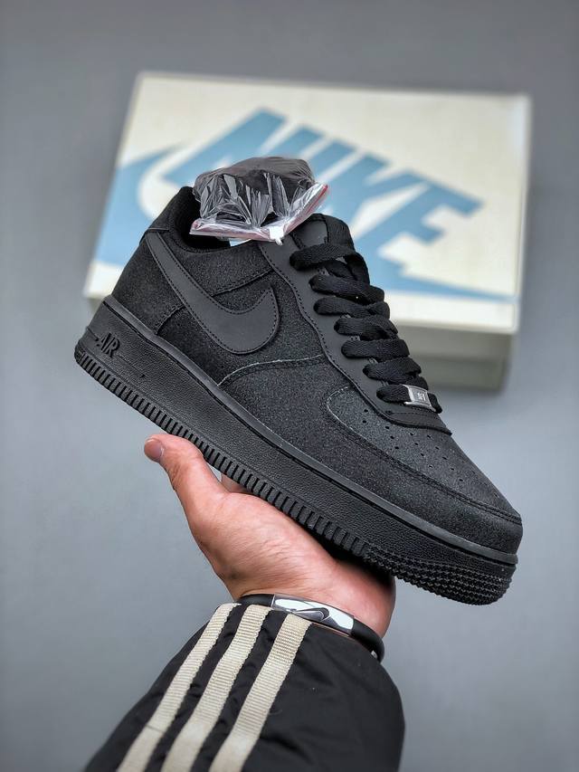 Nike Air Force 1 Low 07 黑色闪光原楦头原纸板 打造纯正低帮空军版型专注外贸渠道 全掌内置蜂窝气垫 原盒配件 原厂中底钢印 拉帮完美 官方