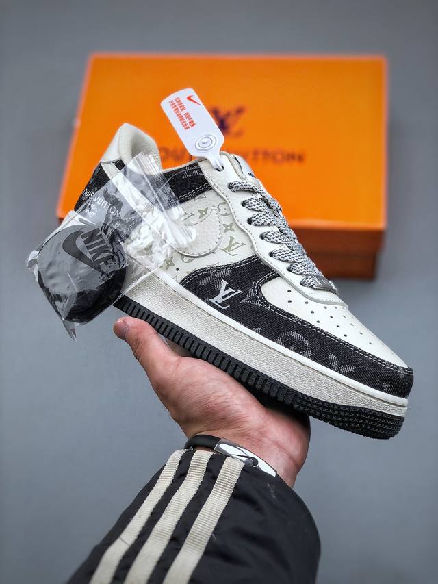 Nike Air Force 1 Low 07 X Louis Vuitton 白黑牛仔原楦头原纸板 打造纯正低帮空军版型专注外贸渠道 全掌内置蜂窝气垫 原盒配