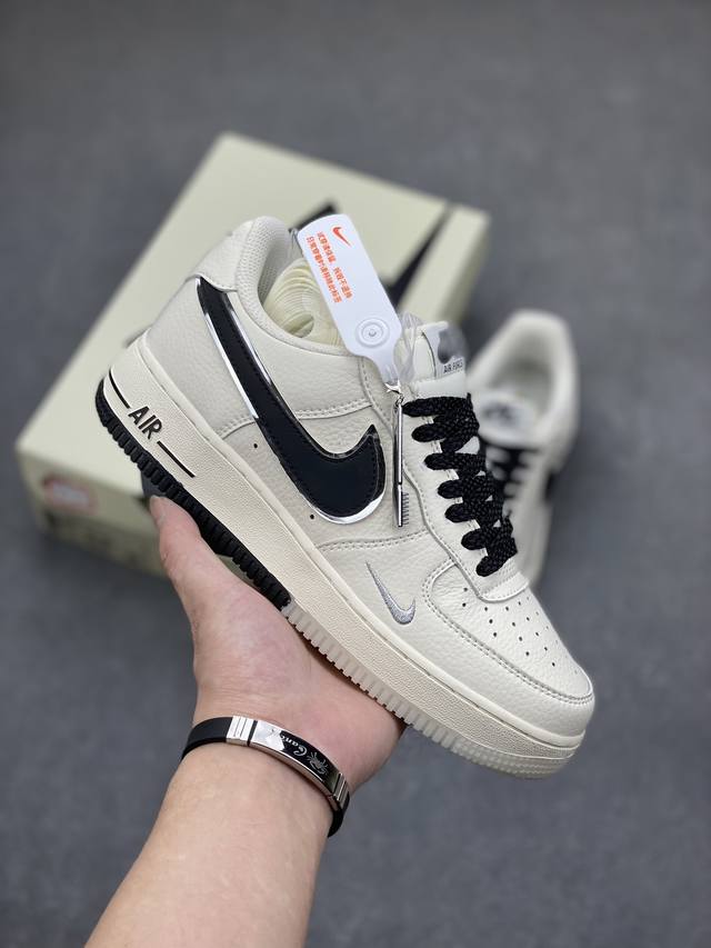 套现 原本地 版本 官方爆款定制 公司级nike Air Force 1 Low 米黑双色底 满天星空军一号低帮休闲板鞋 3M反光 水晶大底 定制鞋盒 原楦头原