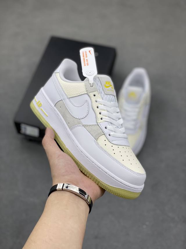 套现 原本地 版本 Nike Air Force 1 Low 07 白黄拼接 原楦头原纸板 打造纯正低帮空军版型 专注外贸渠道 全掌内置蜂窝气垫 原盒配件 原厂