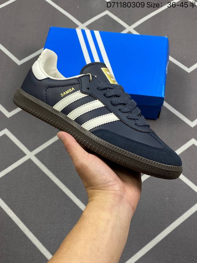 环保设计理念 阿迪达斯adidas Originals Samba Vegan Og桑巴舞系列绅士德训足球风百搭低帮休闲运动板鞋 货号 Id2056 尺码 35