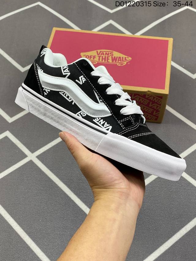 Vans Knu-Skool Vr3 Lx 面包鞋 黑红拼接低帮复古休闲硫化板鞋 Vn0009Qcknu #肥胖版大logo D0122315 Size 35-