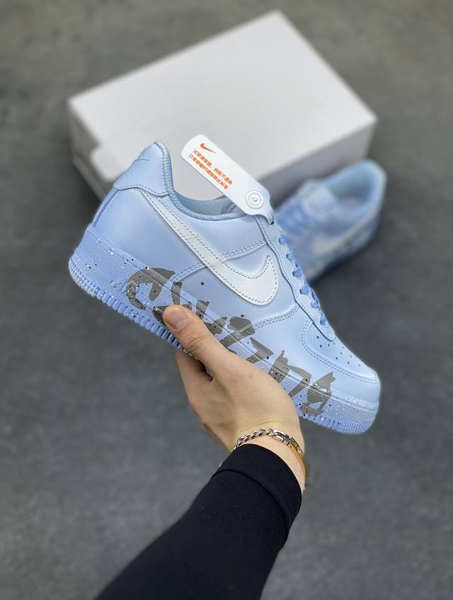 官方爆款定制 二次元主题 Nike Air Force 1 Low 07 暴风雪做旧风 空军一号低帮休闲板鞋 定制皮料 原厂3D打印 定制鞋盒 原楦原纸板 纯正